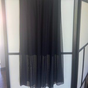 Tahari Black Midi-Skirt with Sheer Overlay Size M